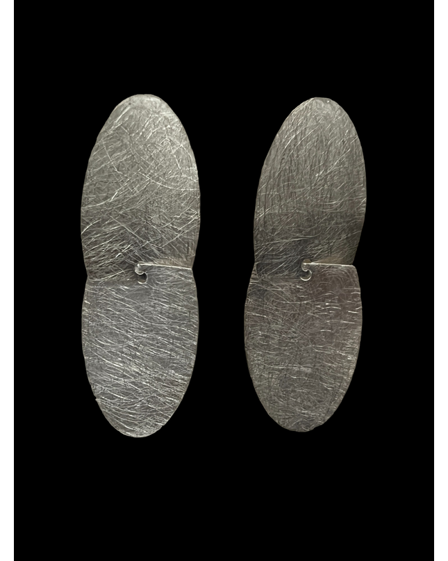 Silver modern oval drop statement earring - Sundara Joon