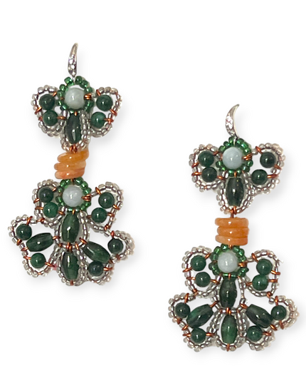 Green gemstone dangling malachite and elbaite earrings - Sundara Joon