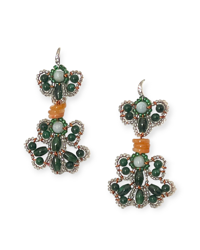 Green gemstone dangling malachite and elbaite earrings - Sundara Joon