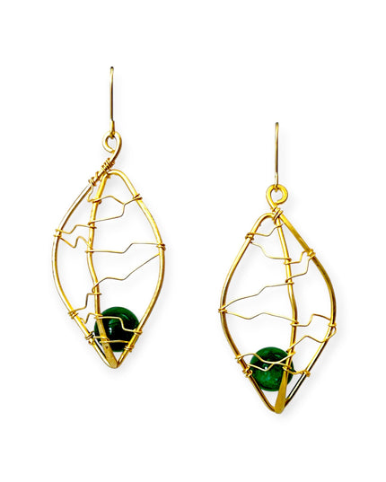 Airy leaf green gemstone drop earrings - Sundara Joon