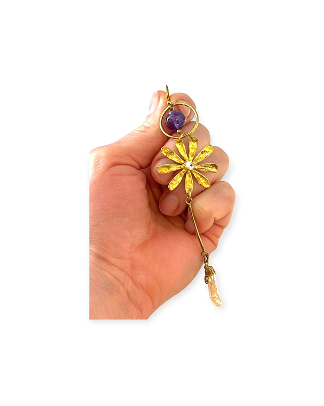 Amethyst daisy dangling earring - Sundara Joon