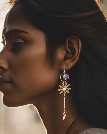 Amethyst daisy dangling earring - Sundara Joon