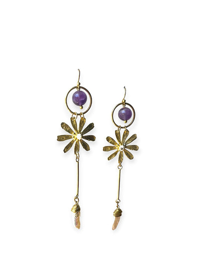 Amethyst daisy dangling earring - Sundara Joon