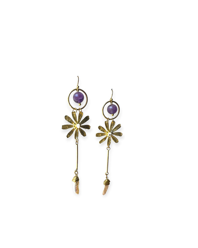 Amethyst daisy dangling earring - Sundara Joon