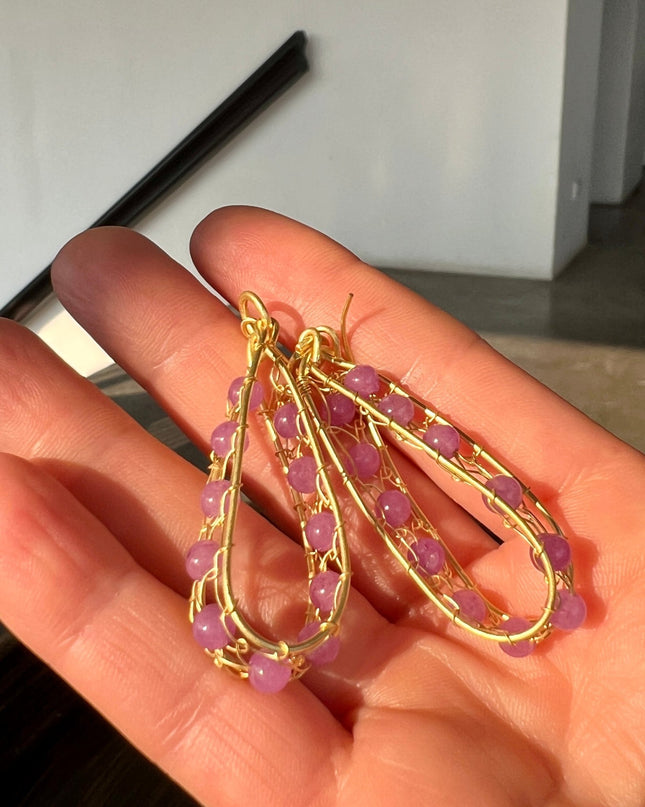 Amethyst hoop drop earrings - Sundara Joon