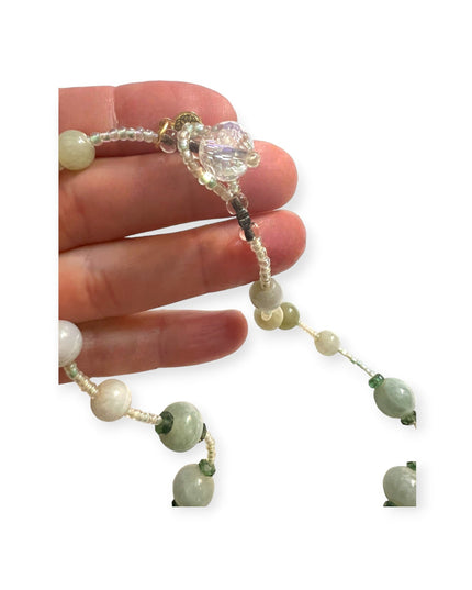 Beaded green jade floral pendant statement necklace - Sundara Joon