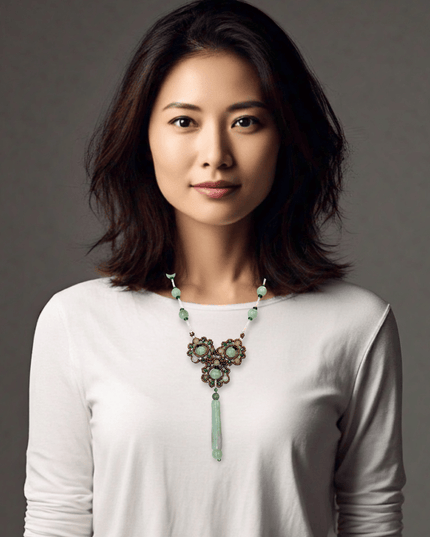 Beaded green jade floral pendant statement necklace - Sundara Joon