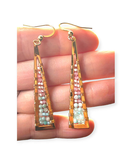 Beaded triangular earrings - Sundara Joon