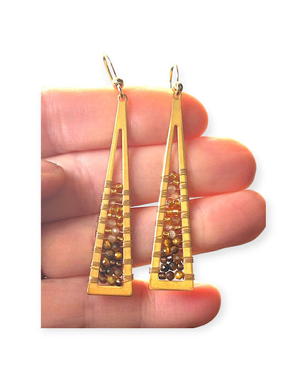 Beaded triangular earrings - Sundara Joon