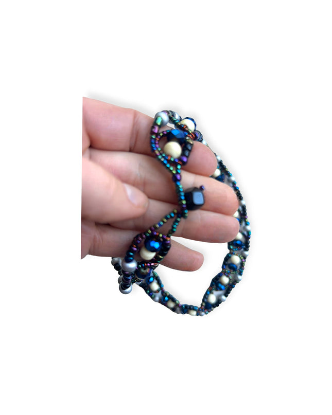 Blue beaded crystal choker length necklace - Sundara Joon