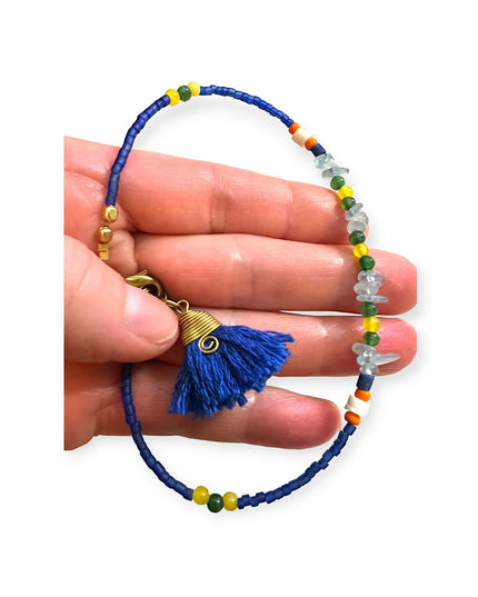 Blue beaded tribal anklet - Sundara Joon