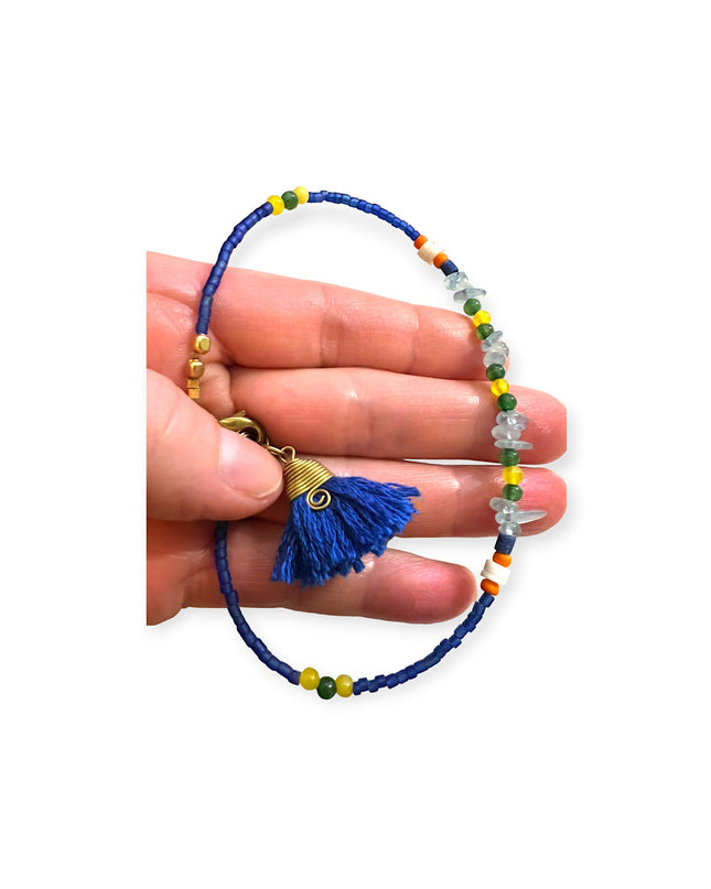 Blue beaded tribal anklet - Sundara Joon