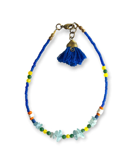 Blue beaded tribal anklet - Sundara Joon