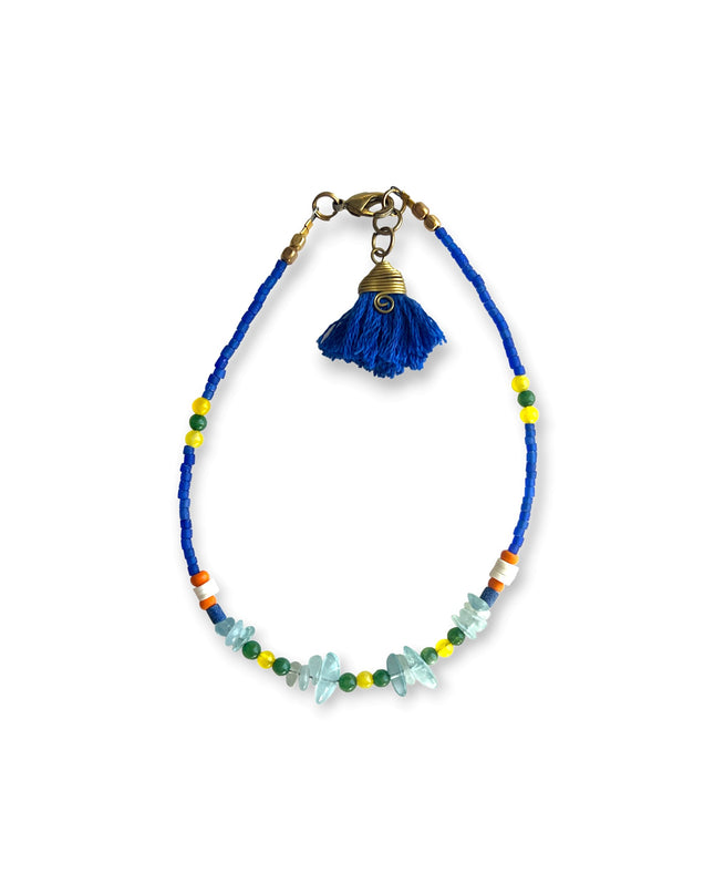 Blue beaded tribal anklet - Sundara Joon