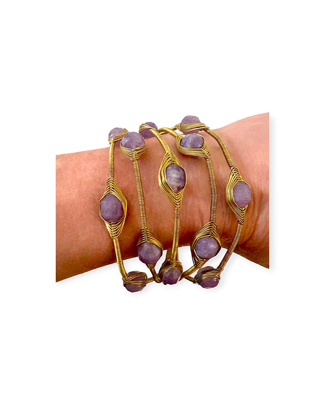 Bold multi layered woven gemstone bracelet - Sundara Joon