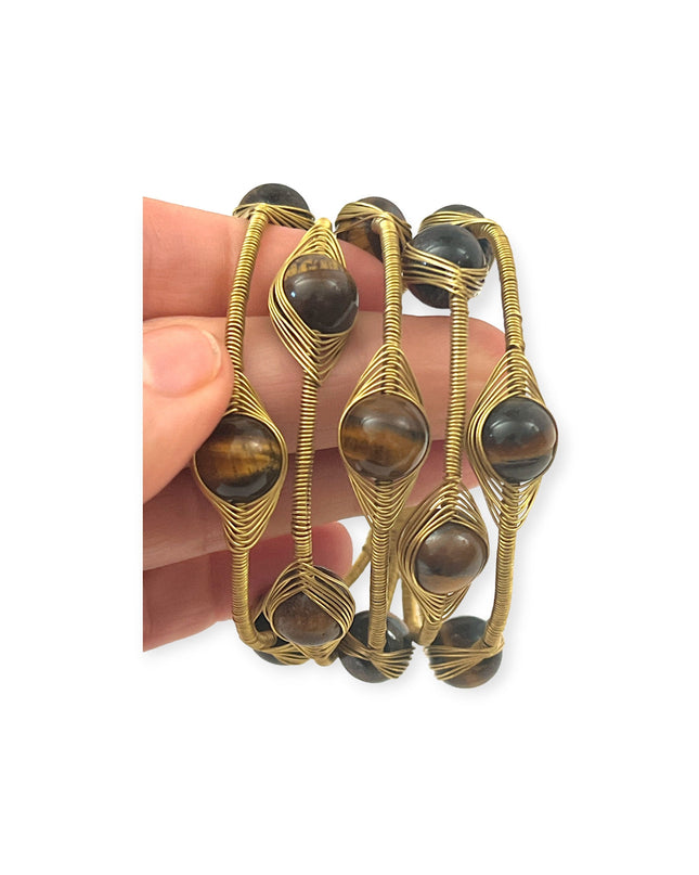 Bold multi layered woven gemstone bracelet - Sundara Joon