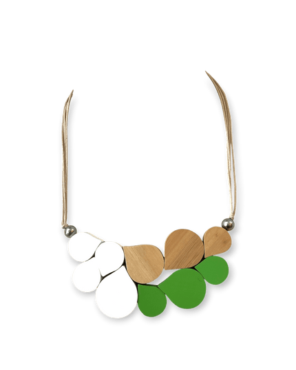 Bold tear shaped green and white statement necklace - Sundara Joon