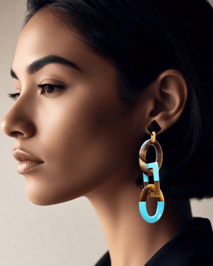 Bold turquoise horn drop statement earring - Sundara Joon