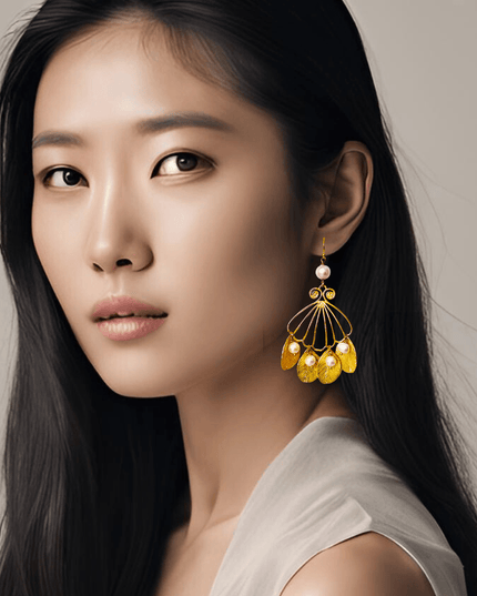 Botanic fan of pearls drop earrings - Sundara Joon