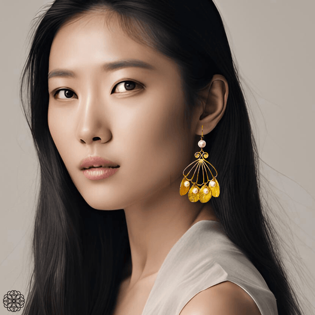 Botanic fan of pearls drop earrings - Sundara Joon