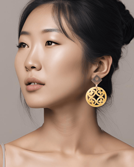 Classic round drop earrings with Asian motif - Sundara Joon