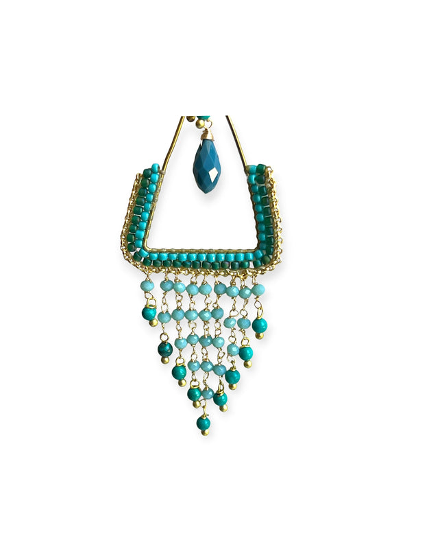 Colorful beaded bohemian statement drop earrings - Sundara Joon