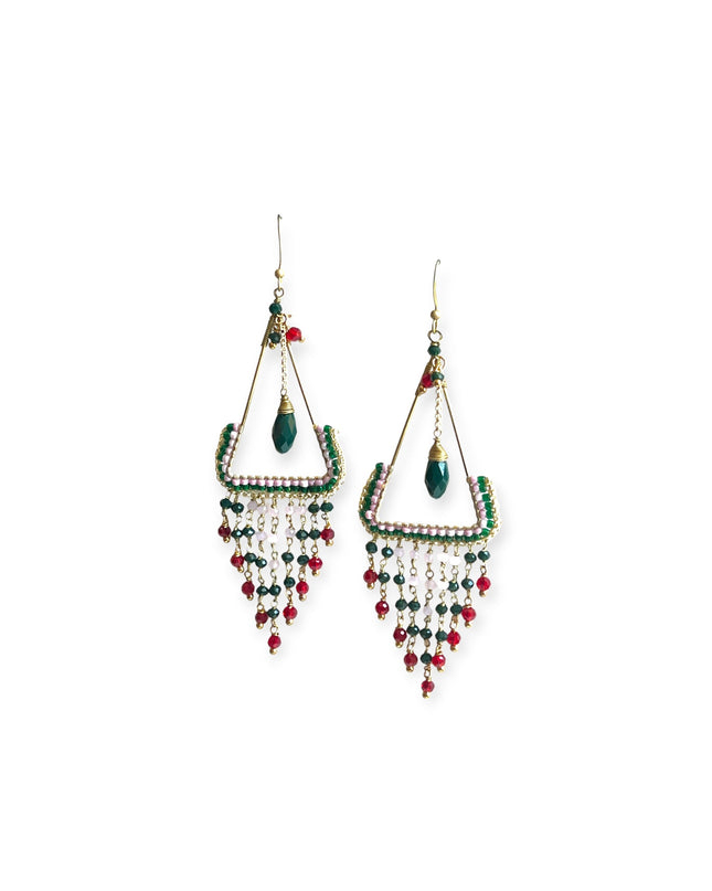 Colorful beaded bohemian statement drop earrings - Sundara Joon