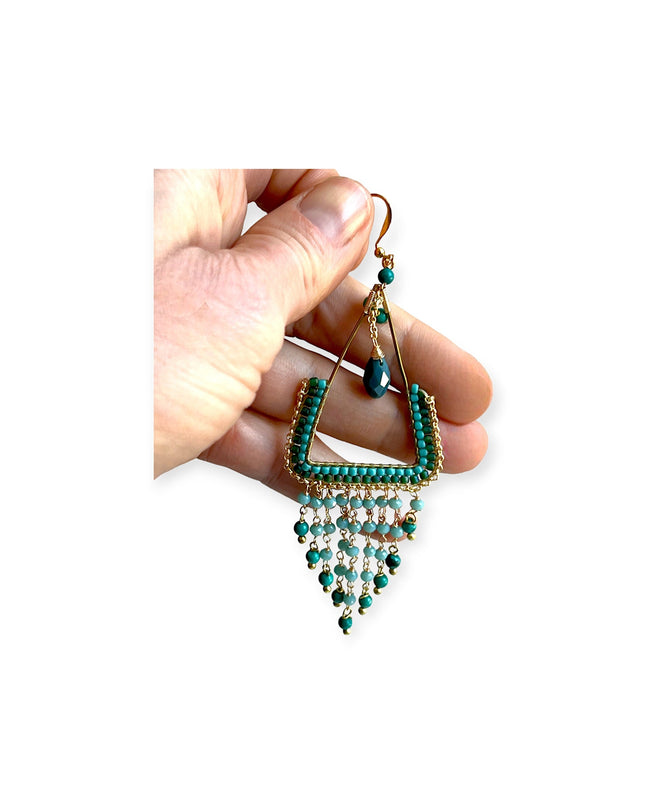 Colorful beaded bohemian statement drop earrings - Sundara Joon