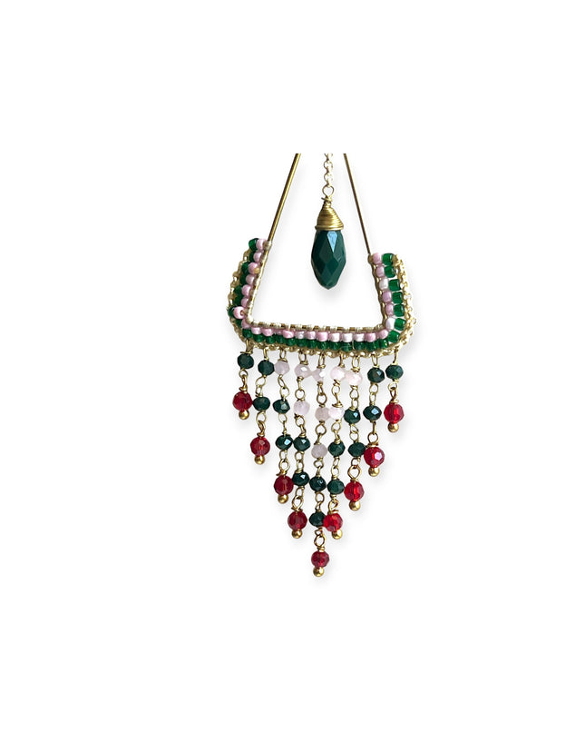 Colorful beaded bohemian statement drop earrings - Sundara Joon