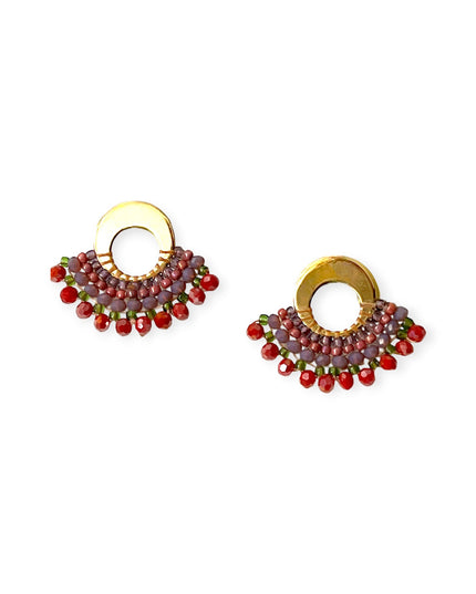 Colorful beaded fan earrings - Sundara Joon