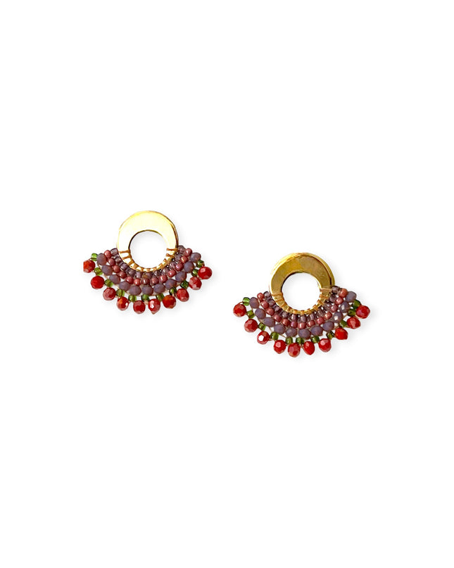 Colorful beaded fan earrings - Sundara Joon