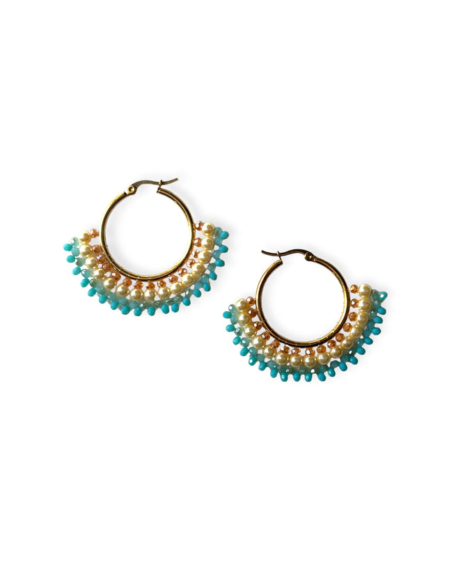 Colorful beaded hoops that add a hint of teal - Sundara Joon