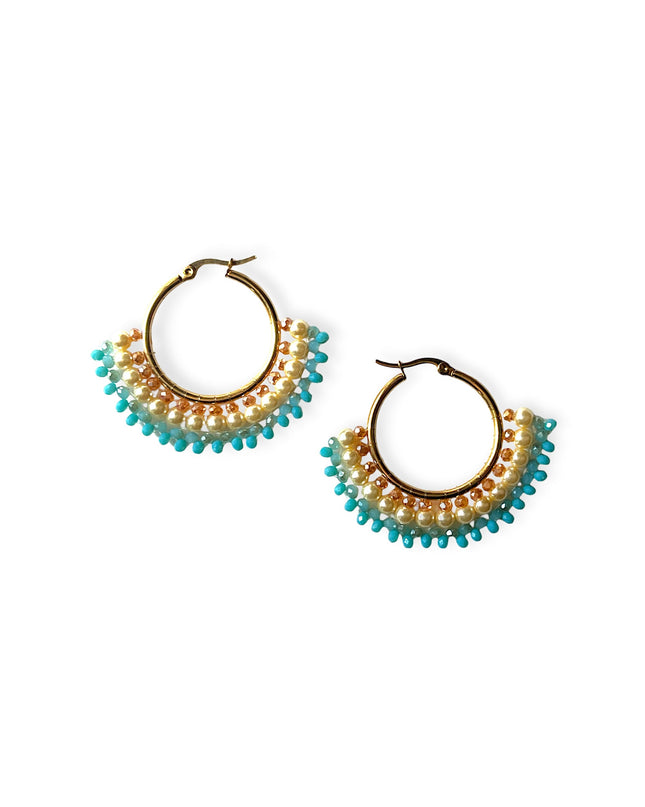 Colorful beaded hoops that add a hint of teal - Sundara Joon