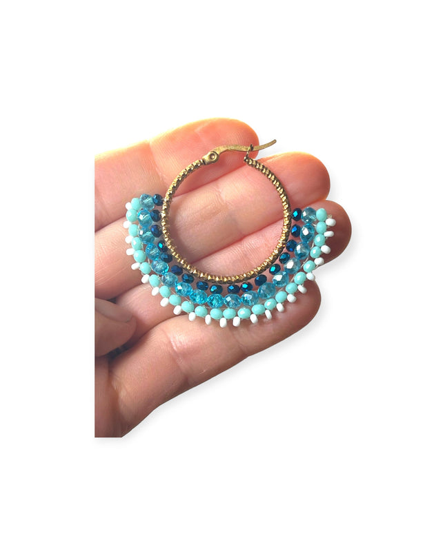 Colorful beaded hoops that add a hint of teal - Sundara Joon