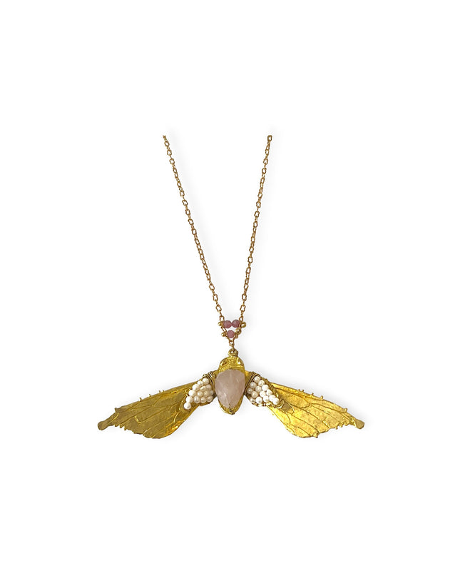 Colorful beaded moth pendant necklace - Sundara Joon