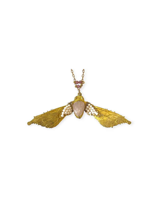 Colorful beaded moth pendant necklace - Sundara Joon