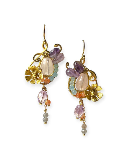 Colorful floral stone earrings - Sundara Joon