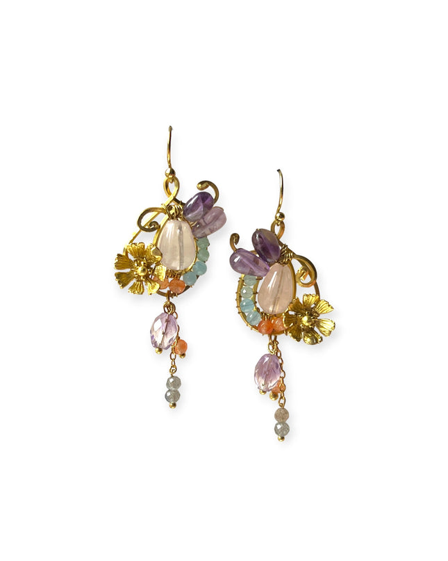 Colorful floral stone earrings - Sundara Joon