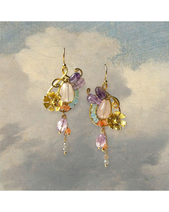 Colorful floral stone earrings - Sundara Joon