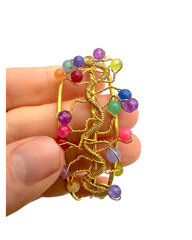 Colorful multi - colored gemstone cuff bracelet - Sundara Joon