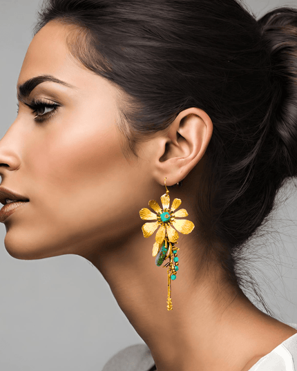 Dangling gemstone flower statement earrings - Sundara Joon