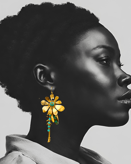 Dangling gemstone flower statement earrings - Sundara Joon