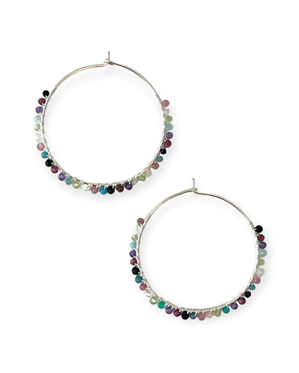 Delicate hoop earrings with colorful stones - Sundara Joon