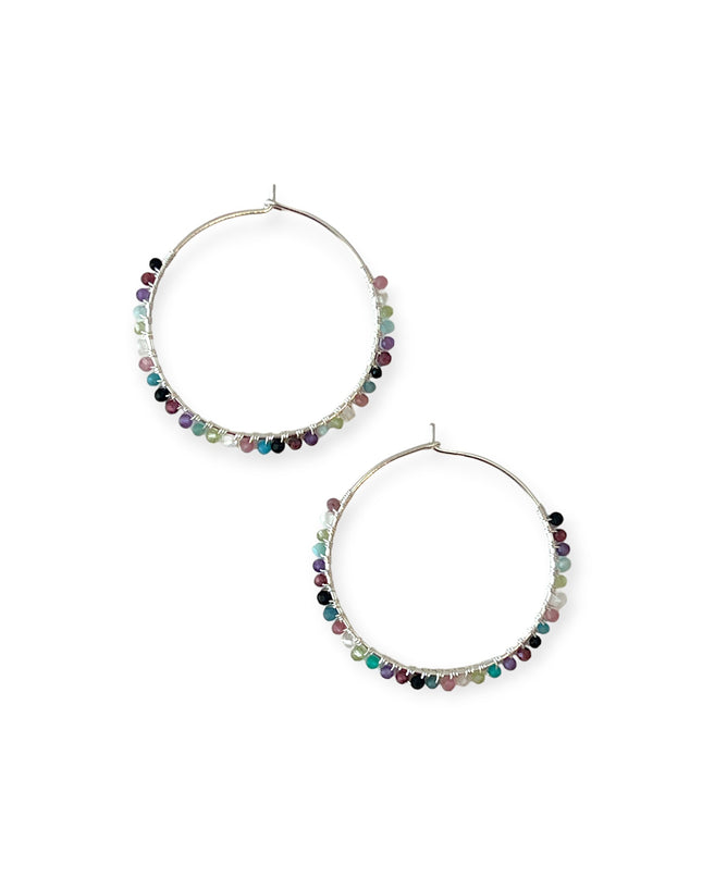 Delicate hoop earrings with colorful stones - Sundara Joon