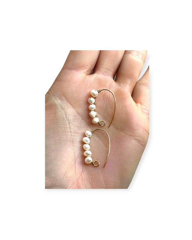 Delicate strip of freshwater pearl earrings - Sundara Joon