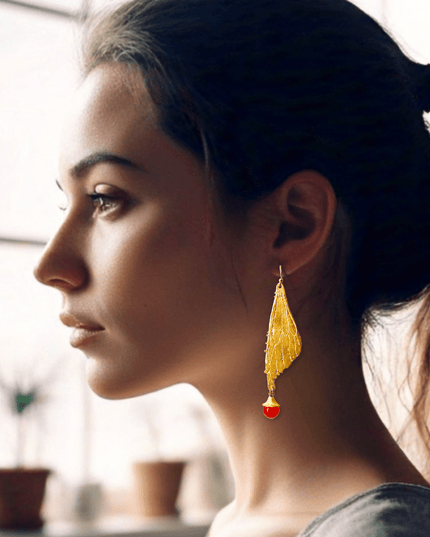 Dragonfly wing statement earrings with carnelian - Sundara Joon