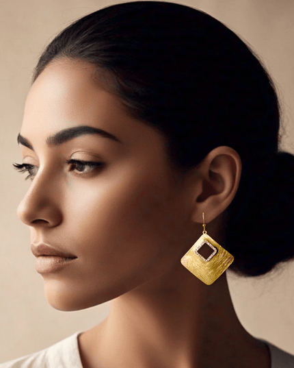 Drop square earrings with crystals - Sundara Joon