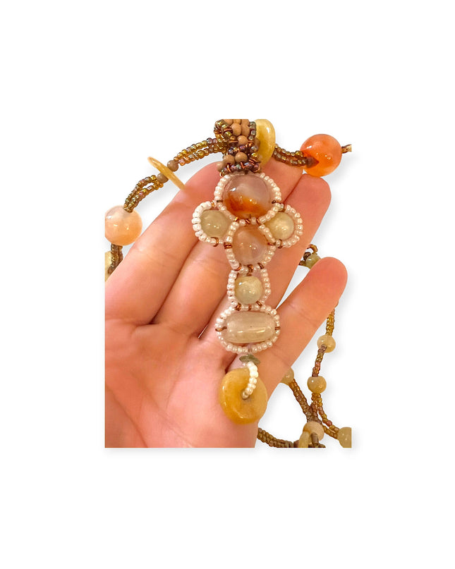 Earth tone amber pendant necklace - Sundara Joon