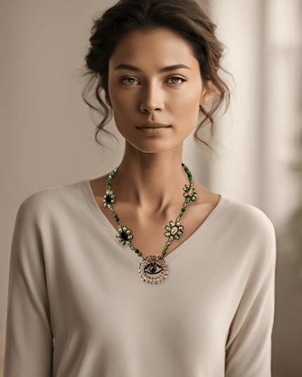 Evil eye jade necklace with crystals - Sundara Joon