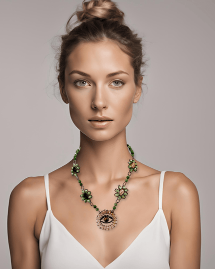 Evil eye jade necklace with crystals - Sundara Joon